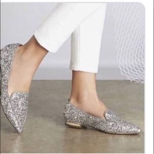 Sole Society Cammila silver glittery slip on shoes